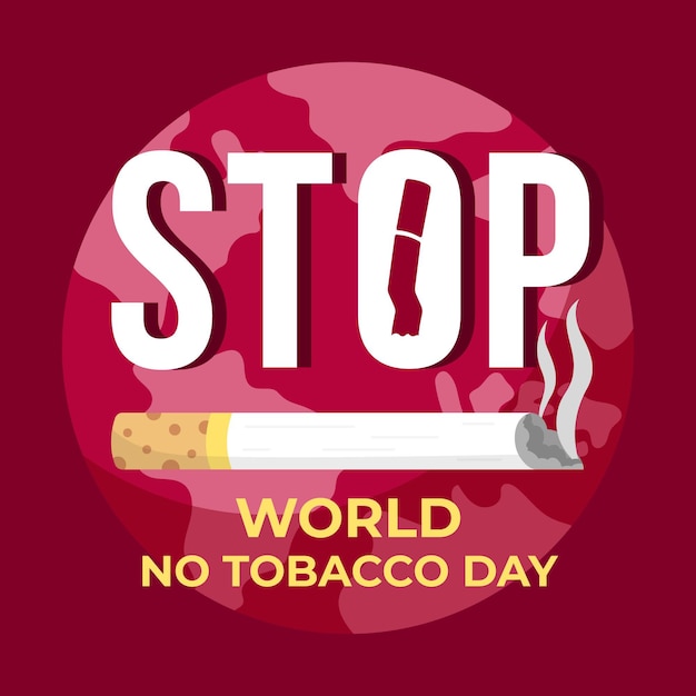 Flat world no tobacco day illustration