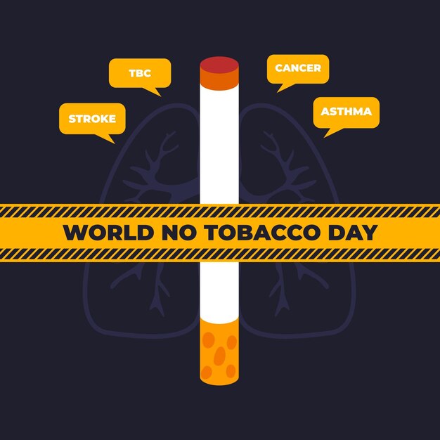 Flat world no tobacco day illustration