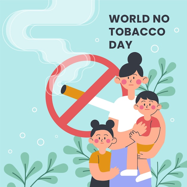 Flat world no tobacco day illustration