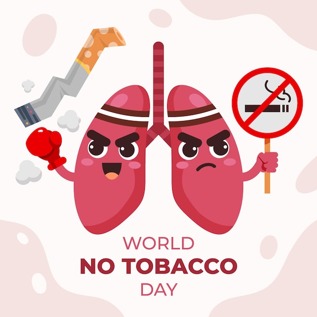 Flat world no tobacco day illustration