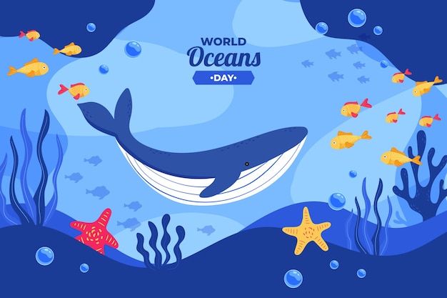 Free vector flat world oceans day background