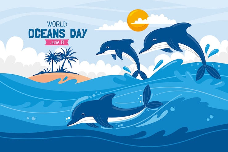 Free Vector flat world oceans day background