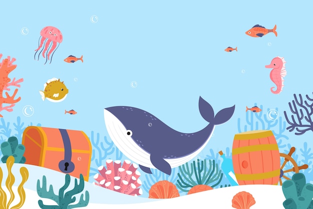 Free vector flat world oceans day background