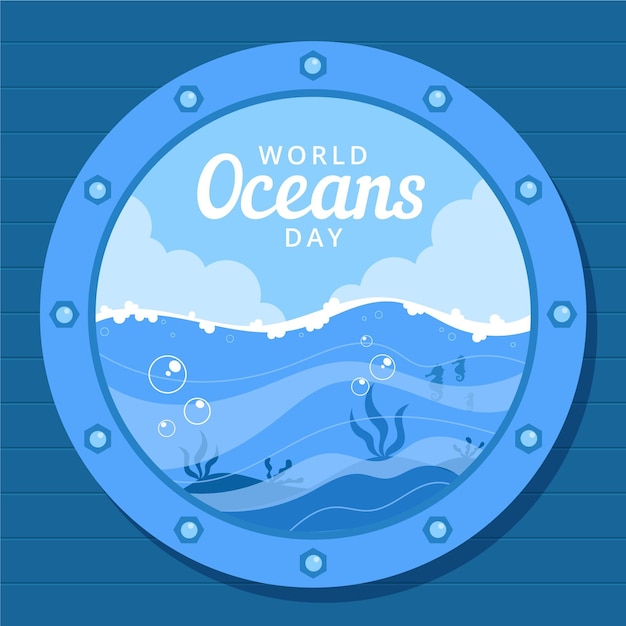 Illustrazione di giornata mondiale degli oceani piatta