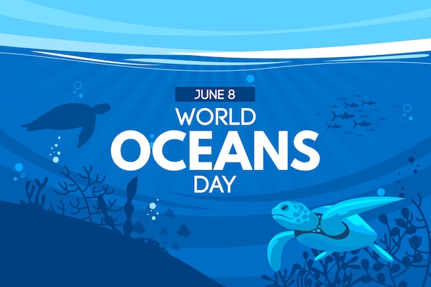 Free vector flat world oceans day illustration