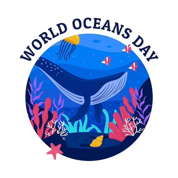 Free vector flat world oceans day illustration