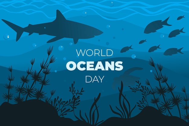 Vettore gratuito illustrazione di giornata mondiale degli oceani piatta