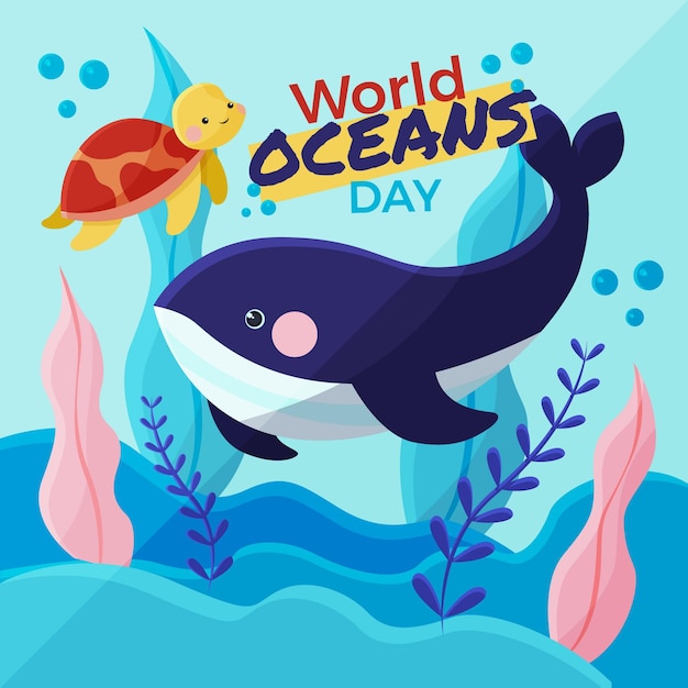 Free vector flat world oceans day illustration