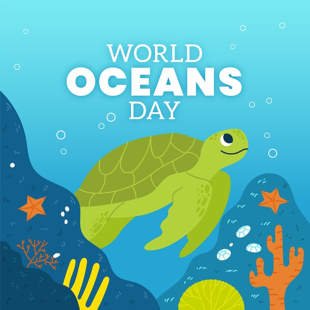 Free vector flat world oceans day illustration