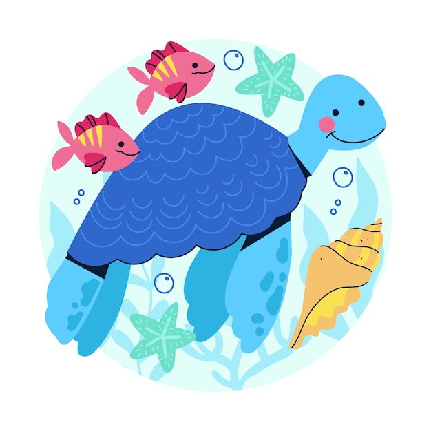 Flat world oceans day illustration