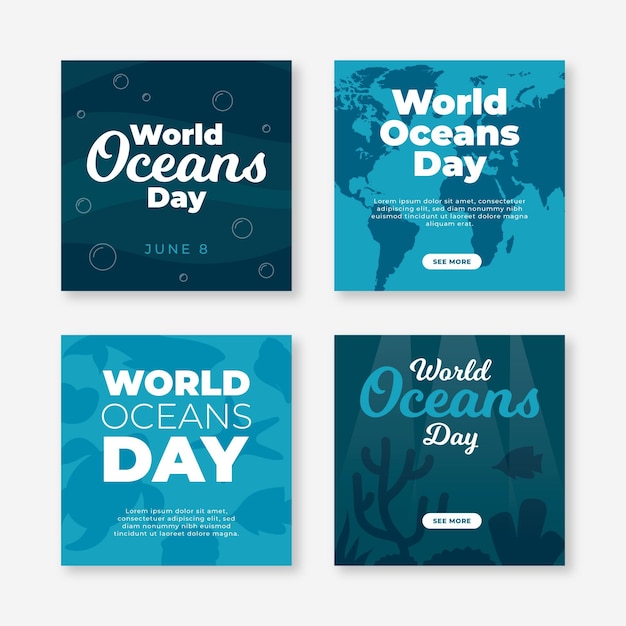 평평한 세계 해양의 날 Instagram 게시물 모음