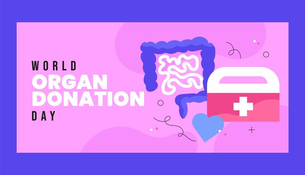 Flat world organ donation day horizontal banner template