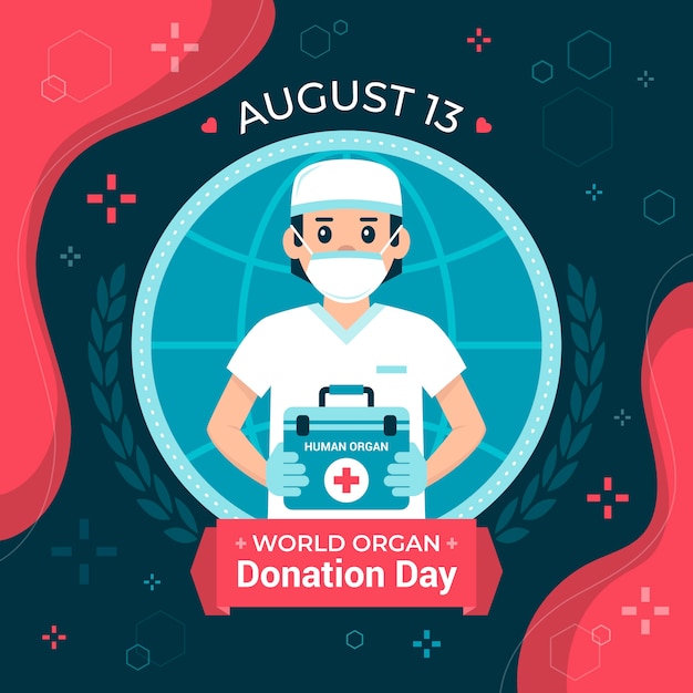 Vettore gratuito illustrazione della giornata mondiale della donazione di organi piatta