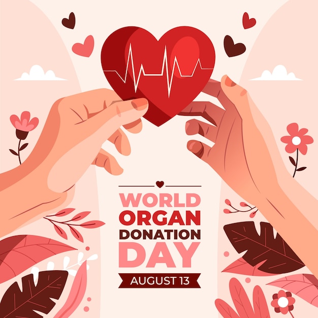 Flat world organ donation day illustration