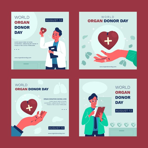 Flat world organ donation day instagram posts collection