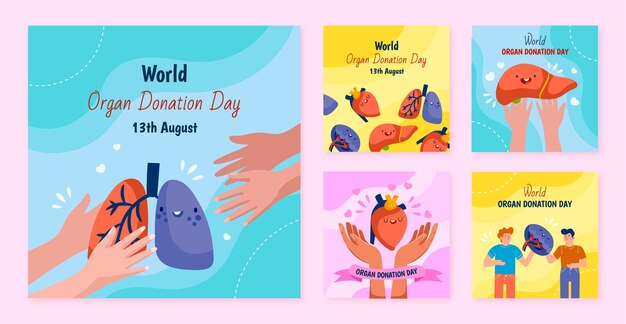 Flat world organ donation day instagram posts collection