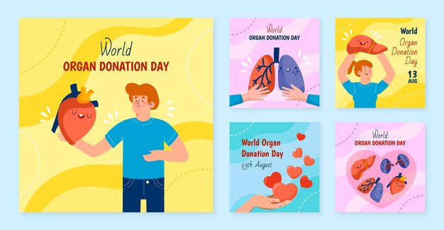 Flat world organ donation day instagram posts collection