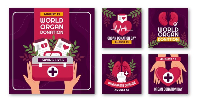 Flat world organ donation day instagram posts collection