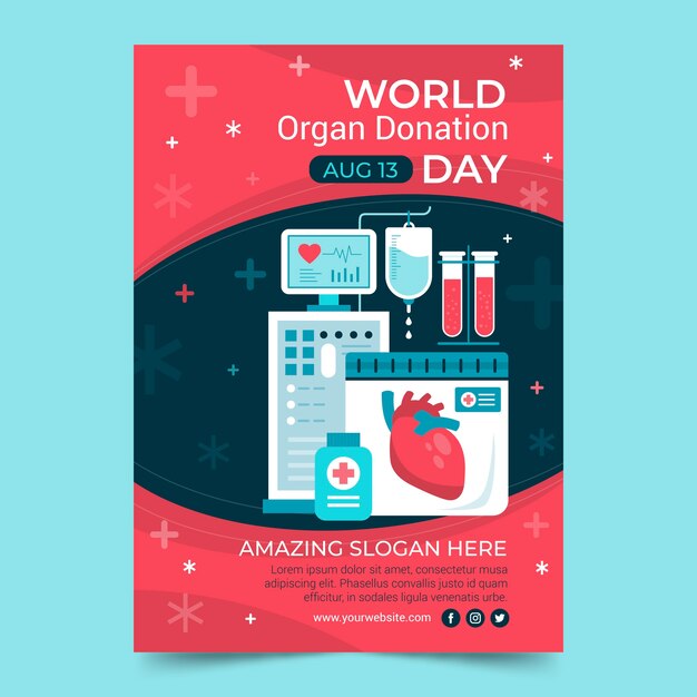 Free vector flat world organ donation day vertical poster template