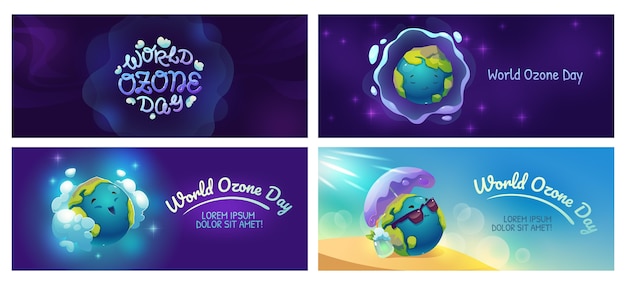 Free vector flat world ozone day banners set