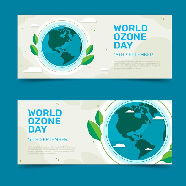 Плоские горизонтальные баннеры всемирного дня озона