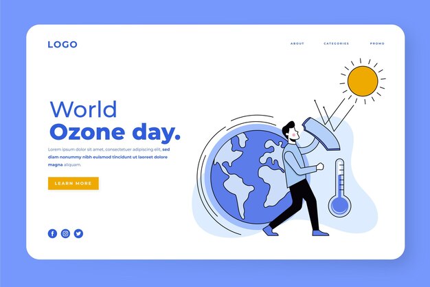 Flat world ozone day landing page template