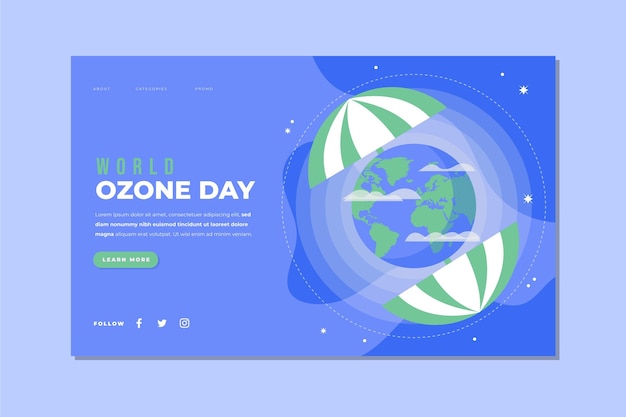Бесплатное векторное изображение Плоский шаблон целевой страницы всемирного дня озона