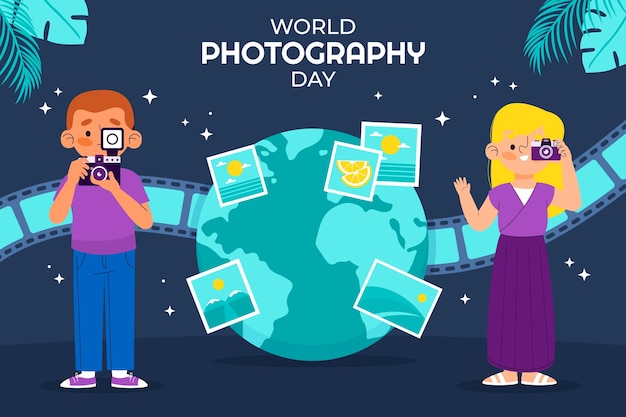 Free vector flat world photography day background