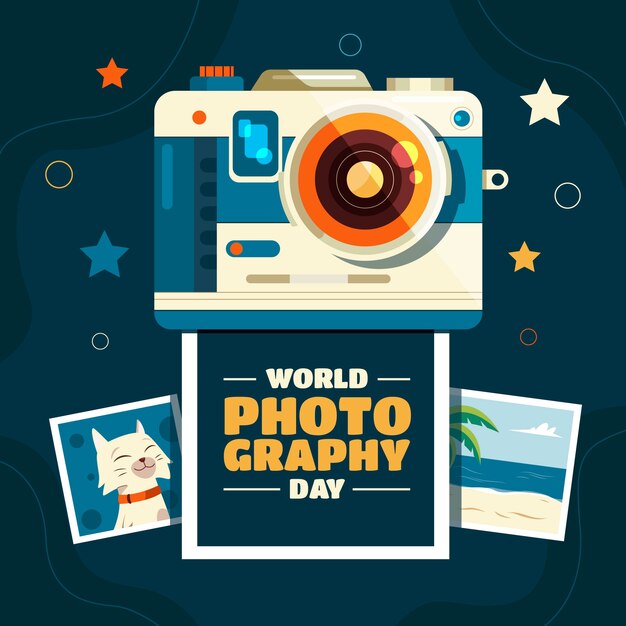 flat world photography day illustration