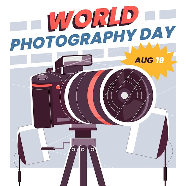 Free vector flat world photography day illustration