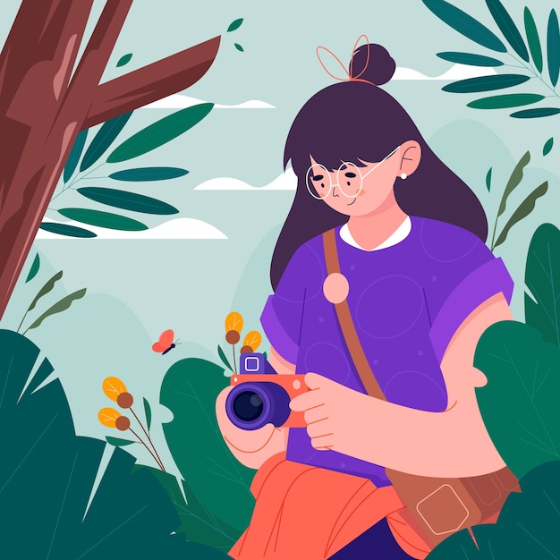 Flat world photography day illustration