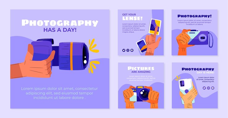 Free Vector flat world photography day instagram posts collection