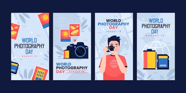 Flat world photography day instagram stories collection