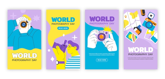 Flat world photography day instagram stories collection