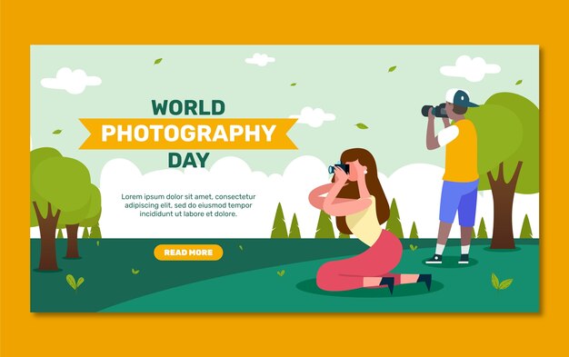 Modello di post sui social media per la giornata mondiale della fotografia piatta