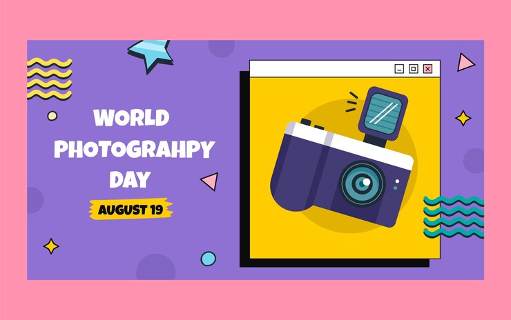 Free Vector flat world photography day social media post template