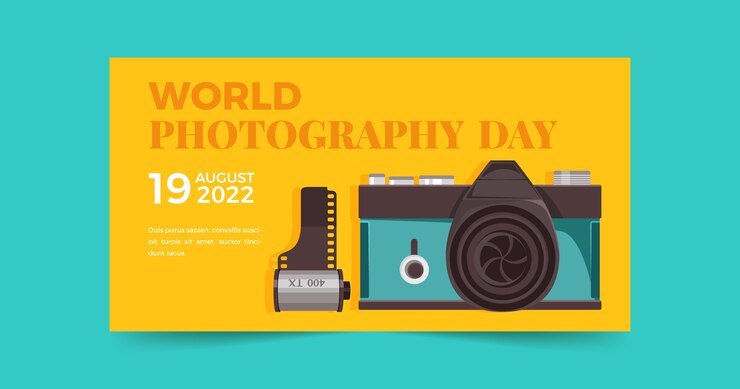 Free Vector flat world photography day social media post template