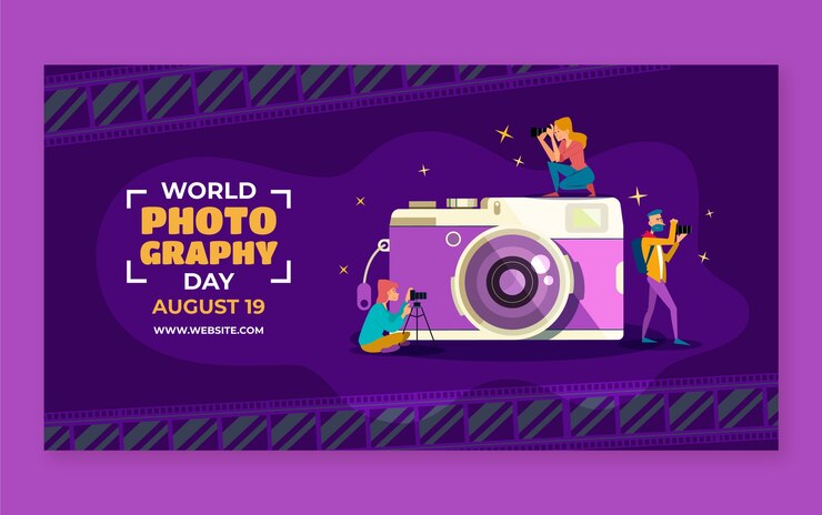 Free Vector flat world photography day social media post template