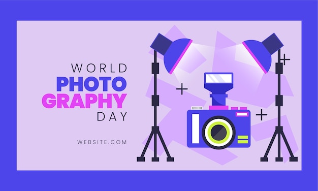 Flat world photography day social media post template