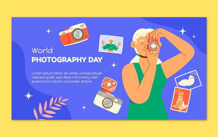 Free Vector flat world photography day social media post template
