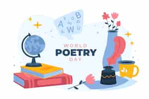 Free vector flat world poetry day background