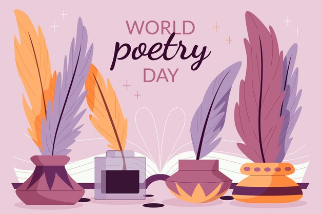 Flat world poetry day background