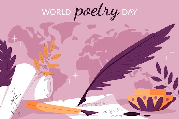 Flat world poetry day background