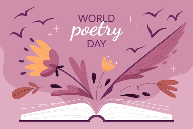 Free vector flat world poetry day background