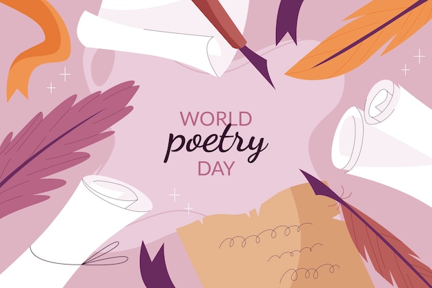 Flat world poetry day background