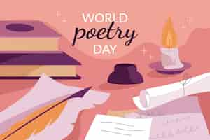 Free vector flat world poetry day background