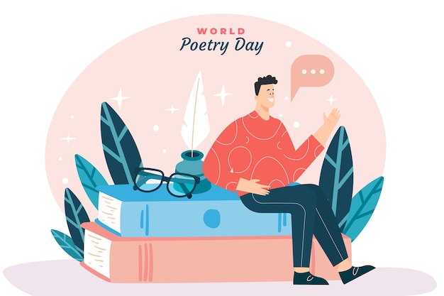 Free vector flat world poetry day background