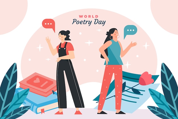 Free vector flat world poetry day background