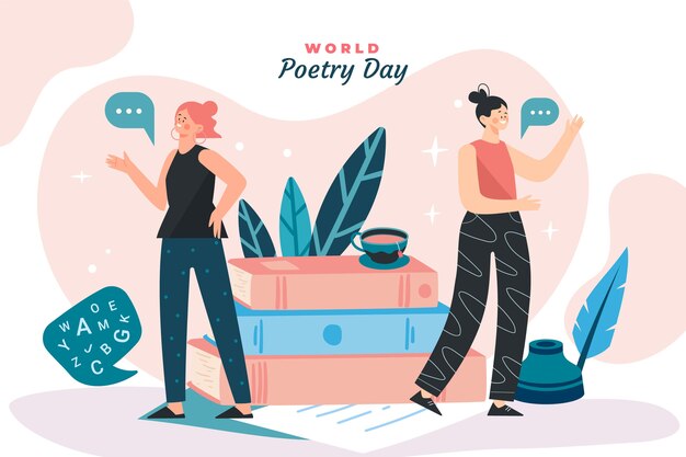 Free vector flat world poetry day background