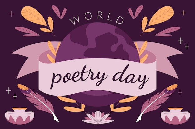 Flat world poetry day illustration